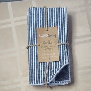 Blue Striped Cotton Napkin Set of 4